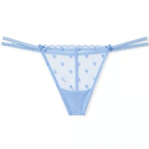VS PINK Blue Heart Wink V-String Thong Panty Lingerie XS NWT